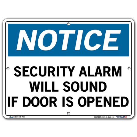 Vestil Aluminum Composite Sign, 9-1/2" Height, 12-1/2" Width, Aluminum Composite, Rectangle, English SI-N-51-B-AC-130